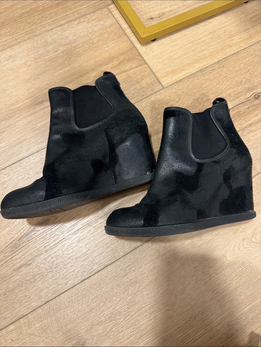 Donald J. Pliner Black Suede Wedge Ankle Boots